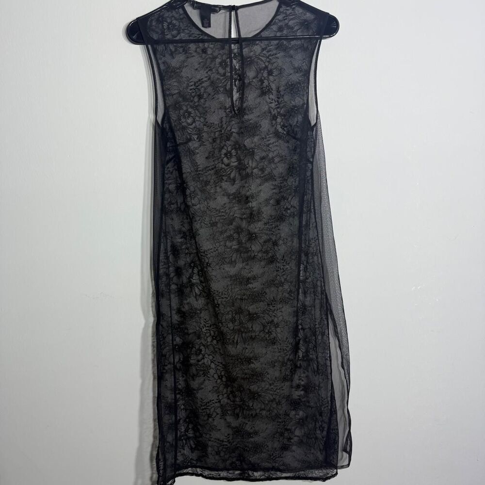 Victoria’s Secret Grunge sexy black sheer dress floral lace slits whimsygoth M